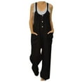 thumbnail image 1 of Jumpsuits for Women Summer Sleeveless Casual Bib Overalls Button Solid Loose Wide Leg Long Pants Rompers with Pockets, 1 of 7
