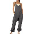 thumbnail image 1 of Jumpsuits for Women Summer Sleeveless V Neck Romper Baggy Casual Fashion Long Jumpsuits Clothing with Deep Pockets, 1 of 5