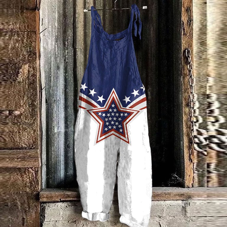 Jumpsuits for Women Summer Womens Independence Day American Flag