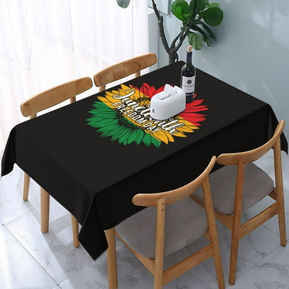 Jun-ete-enth Freedom Day June 19 1865 Sunflower Tablecloth 54 X72 Inches Rectangle Table Cloth Cover Holiday Party Supplies For Picnic Dinner Decor
