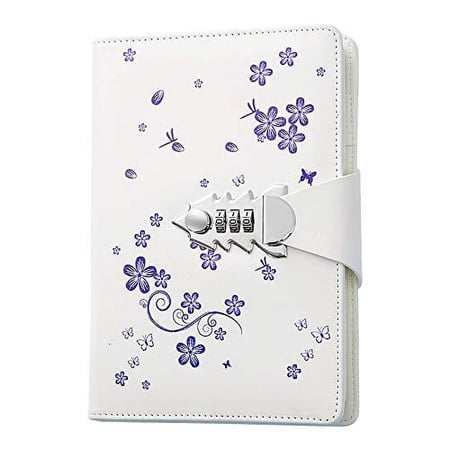 JunShop A5 PU Leather Password Lock Diary Personalized Journal with Lock Diary with Combination Lock For Girls Boys (Style 3)