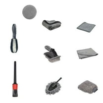 JunYeShi 9-Piece Wheel Wash Brush Set - Round Steel Wire and Long Hair Tire Brushes - U-Type Car Wash Brushes for Effective Cleaning - Complete Car Wash Brush Set for Tires and Wheels