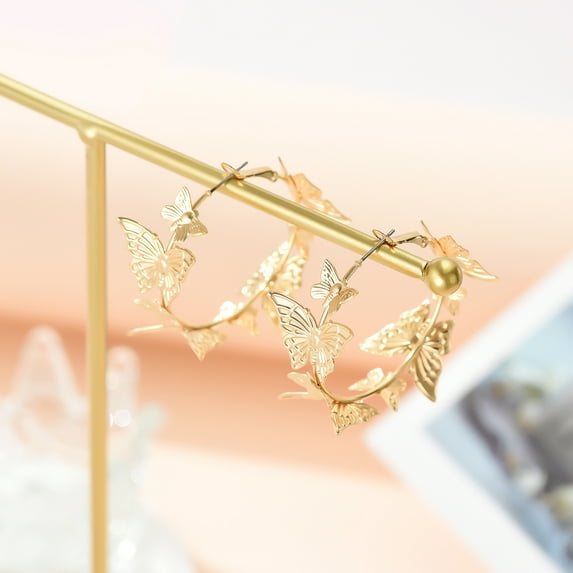 JunYeShi Butterfly Earrings for Women Trendy Big Butterfly Hoop Dangle Earrings Huggie Hoops Drop Earring Jewelry Dress Accessories Gifts