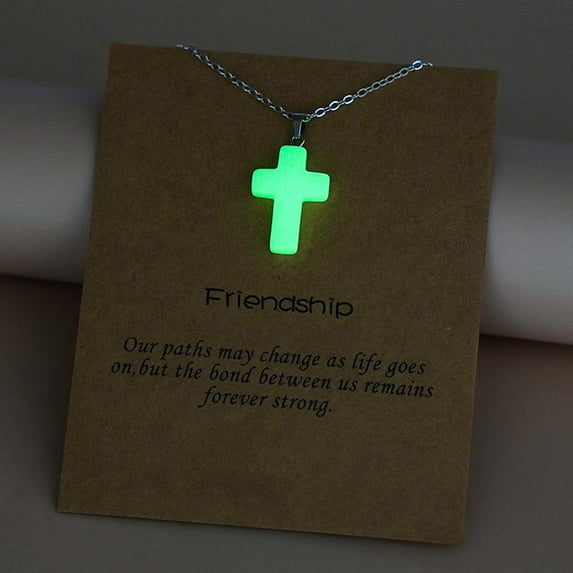 JunYeShi Clearance Under $2.00 Luminous Fluorescent Crystal Necklaces In the Dark Crystal Pendant Necklaces Hexagonal Stone Chain Necklaces Christmas Present