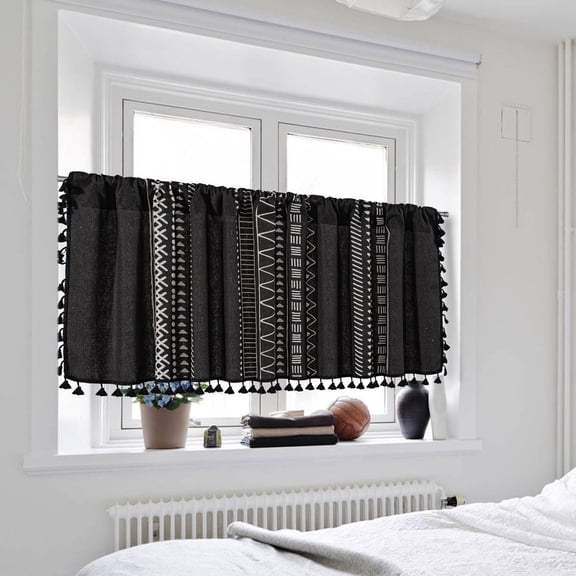 JunYeShi Clearance Under $2.00 Valance Curtains for Kitchen - Window Light Blocking Short Rod Pocket Curtain Panels for Small Window Bathroom Basement
