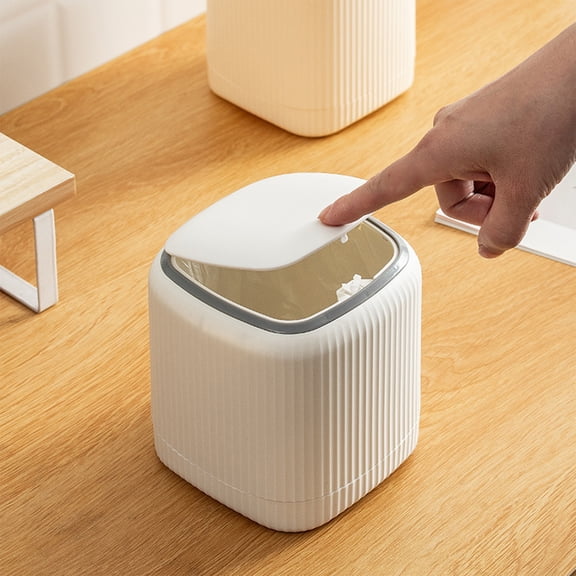 JunYeShi Under $2.00 Garbage Bin Countertop Wastebasket Push Button Multipurpose Small Recycle Bin for Bedside Tables Lightweight