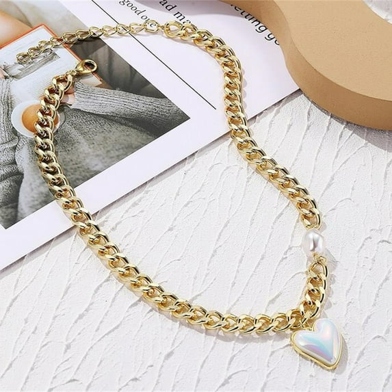 JunYeShi Clearance Under $2.00 Mother's Day Jewelry, Pearl Love Pendant Necklace, Heart-shaped Necklace, Female Love Necklace