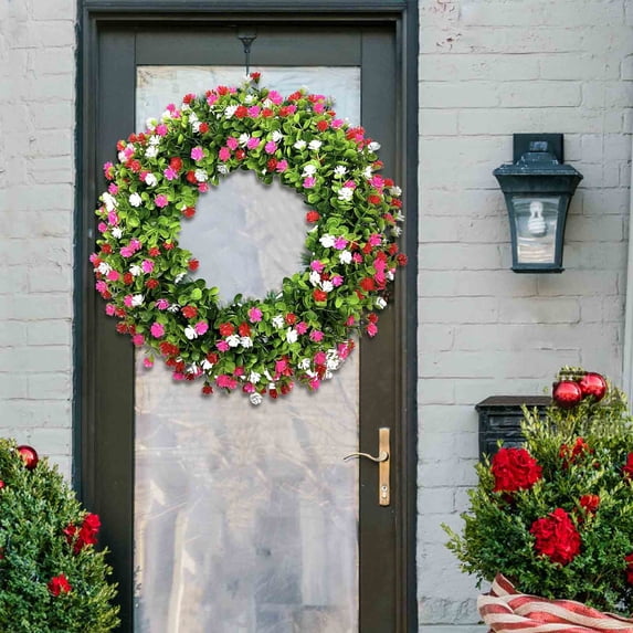 JunYeShi Clearance Under $2.00 Plastic Colorful Wreath Spring and Summer Colorful Leaf Wreath Spring and Summer Decoration Gate Pendant