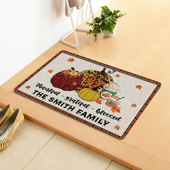 JunYeShi Clearance Under $2.00 Thanksgiving Door Mat Floor Mat Hallway Kitchen Foot Mat Soft Carpet