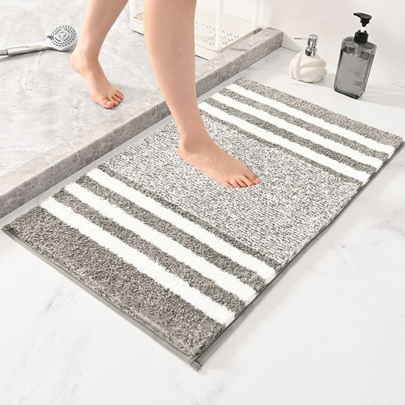 JunYeShi Extra Thick Microfiber Striped Door Mat - Non-Slip Bathroom Kitchen Entry Rug Water-Absorbent Floor Mat for Bathroom Threshold Kitchen Doorway Foot Mat