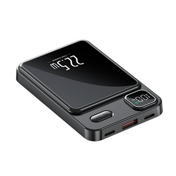 JunYeShi Fast Charging Magnetic Wireless Power Bank PD 22.5W Three In One Compact Ultra-thin Mobile Power Bank 10000mA Fast Charging with Digital Display Screen