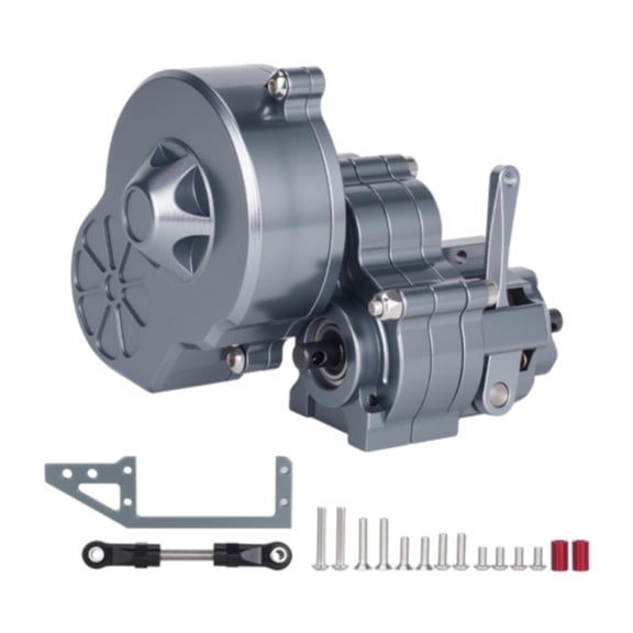 JunZheHub 1/10 RC Crawler Metal Complete Transmission Gearbox (Aluminum Alloy, with Gears) Gray