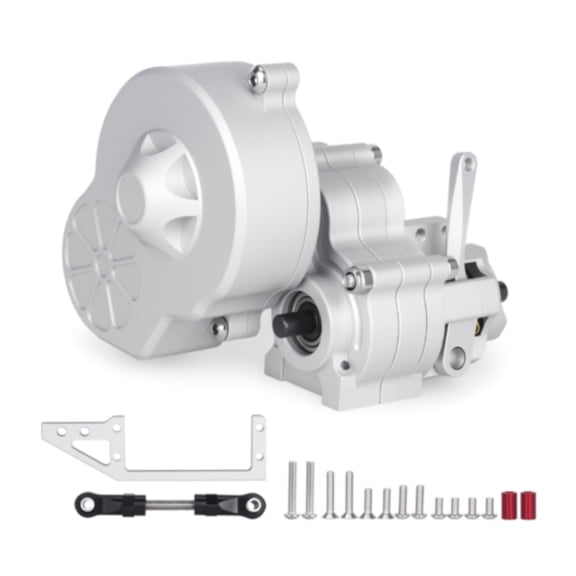 JunZheHub 1/10 RC Crawler Metal Complete Transmission Gearbox (Aluminum Alloy, with Gears) Silver
