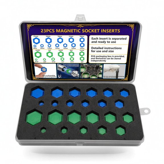 JunZheHub 23 Pieces Attracting Socket Insert Adapter Set Hexagonal for Workshop, Mechanics