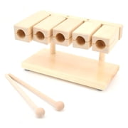 JunZheHub Bangzi 5-Tone Wood Block with Mallet Wooden for Music Education, Beginners, Kids