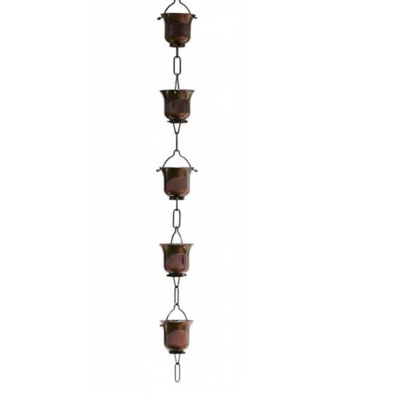 JunZheHub Creates Soothing Sounds Rain Chain Easy to Install Japanese Rain Bell Finish for Brown Large Flower Cup