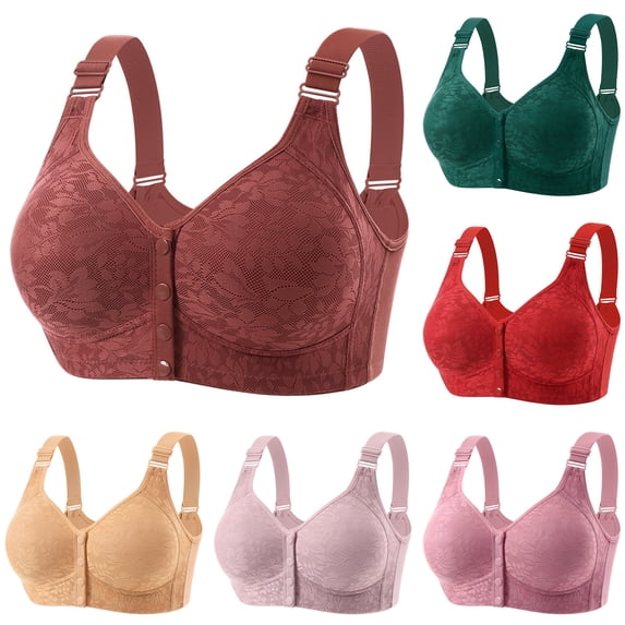 Junboys Bras for Women No Underwire - Front Adjustable Breathable Bra with Soft Cups, Plus Size Comfortable for All-Day Wear and Ease