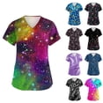 thumbnail image 1 of Junboys Scrubs for Women Short Sleeve - Cartoon Print V-Neck T-Shirt with Slits, Womens Scrub Tops with Patch Pockets, Cozy Fit Scrubs,Dark Gray 5XL, 1 of 6