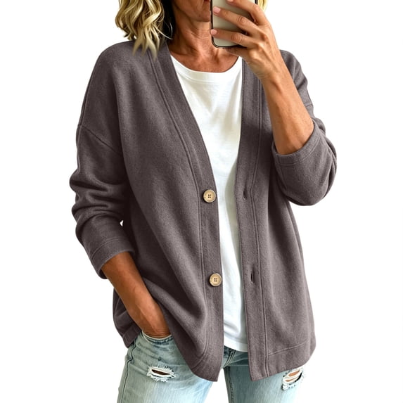 Junboys Women's Button Front Color Cardigan - Long Sleeve Knit, Fall Cardigan for Women, Soft Cashmere, Everyday