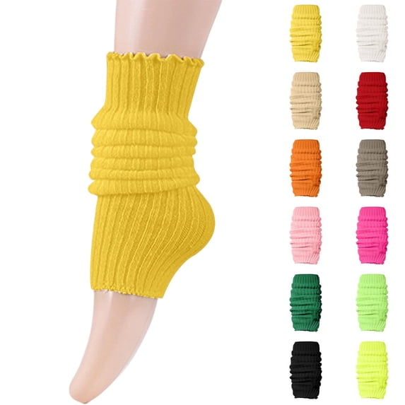 Junboys Women's Fashion Slouch Crew Socks - Stylish Scrunched Mid-Calf Knit, Soft Cotton for Boots Casual Outfits, Trendy Relaxed Fit Socks,Yellow One Size