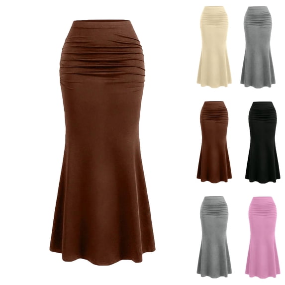 Junboys Women's Fishtail Midi Skirt - Sexy Flowy Bodycon Skirts for Women, Solid Color Summer Skirt for Club & Cocktail Evening,Black S