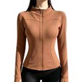 thumbnail image 1 of Junboys Women's Zip Up Running Jacket - Fleece Lined Fitted Activewear with Thumb Holes and Zippered Pockets, Perfect Fall Outfits and Zip Up Jackets, 1 of 5