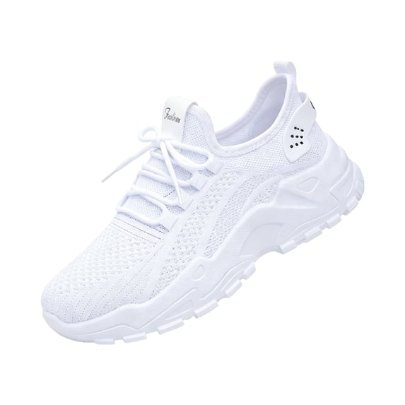 Junboys Womens Plus Size Mesh Walking Sneakers - Breathable Lightweight Tennis Shoes for Casual Daily Comfort,White 36
