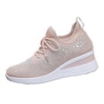 thumbnail image 1 of Junboys Womens Rhinestone Lace-Up Casual Shoes - Low-Top Sparkly Tennis Sneakers for Stylish Daily Wear,Pink 42, 1 of 6
