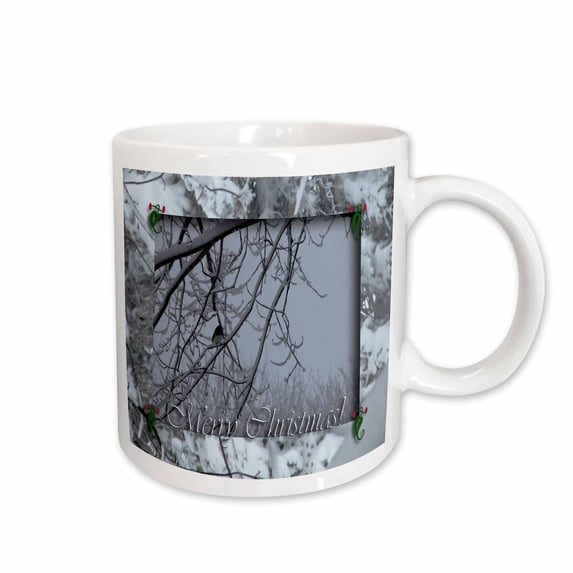 Junco in the Winter Merry Christmas 15oz Mug mug-26927-2