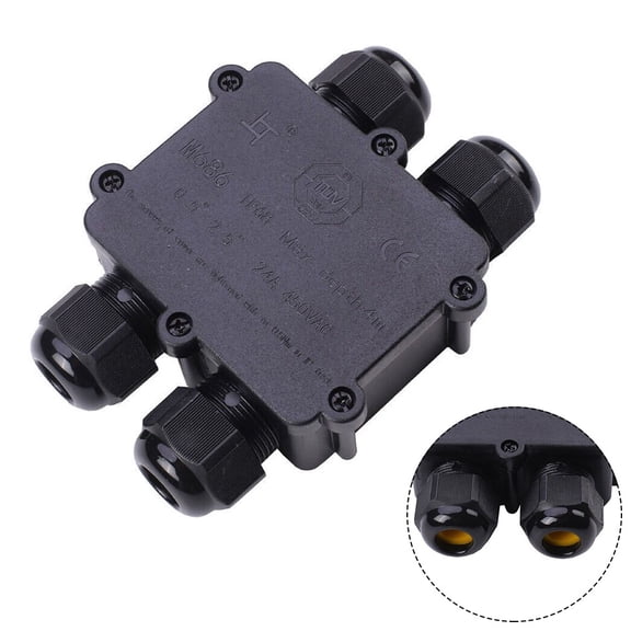 Junction Box 4-Way Cable Connector H-Box Cable Sleeve IP68 Waterproof Connection H Socket 4-Way Black