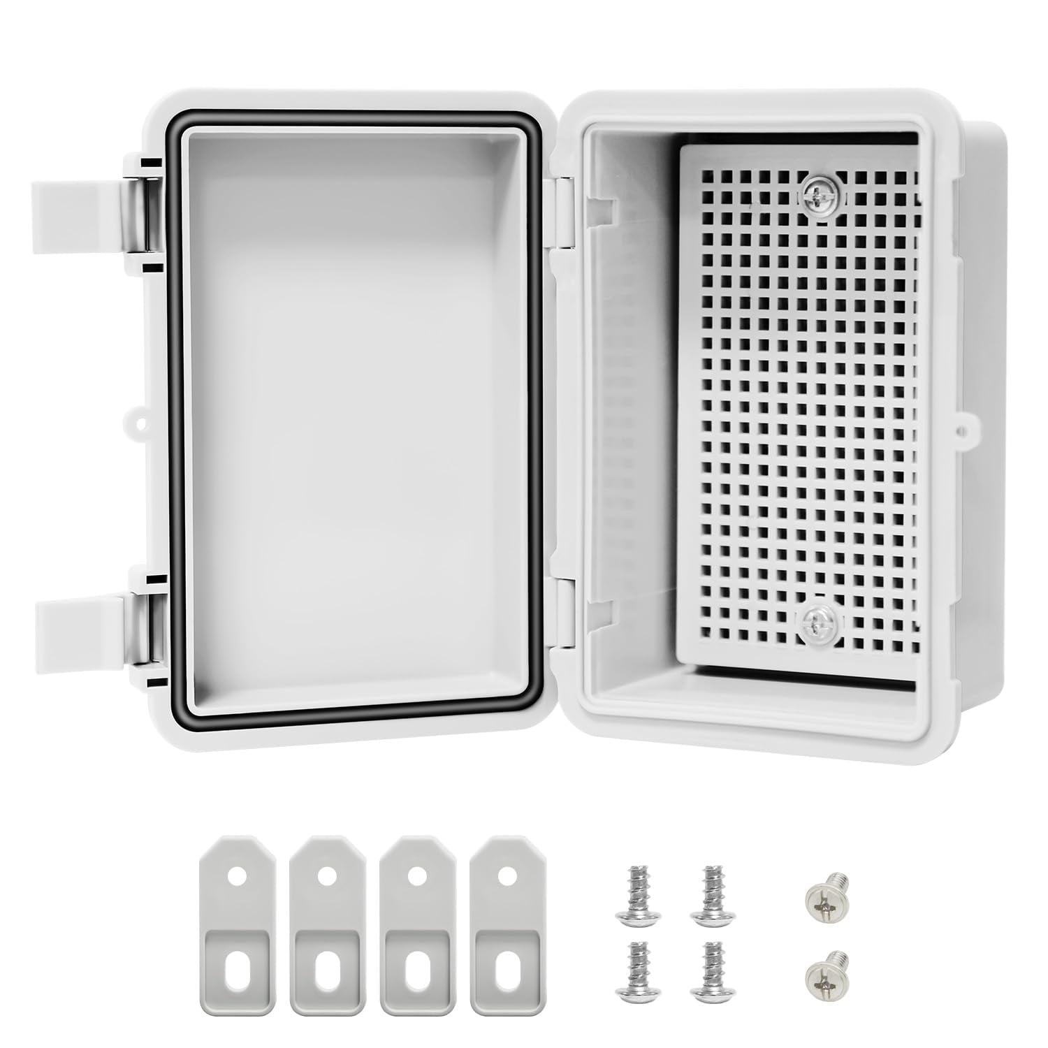 Junction Box, ABS Plastic, IP65 Waterproof Dustproof Universal Electrical Enclosure, Hinged Shell Outdoor and Indoor Usage Project Box, 5.9"x 3.9"x 2.8"(150x100x70mm), Grey