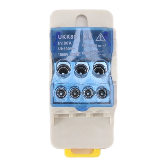 Junction Box, Distribution Box AC DC 1000V 80A Flame Retardant PC Shell Copper Conductor  For Electrical Cabinets