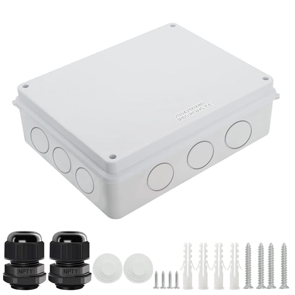 Junction Box, Electrical Box IP65 Water Resistant Dustproof ABS Plastic Project Enclosure for Electronics White 10 x 7.9 x 3.1 inch
