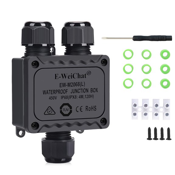 Junction Box Outdoor Waterproof Electrical Box, 3 Way Plug Line Plastic External Electric Power Cord Boxes Suitable for Lights, Landscape Lighting (3way)