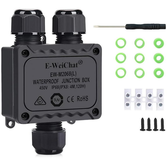 Junction Box Outdoor Waterproof Electrical Box, 5-14mm, 3 Way Plug Line Plastic External Junction Box, Electric Power Cord Boxes Suitable for Outdoor Lights, Landscape Lighting (3way)