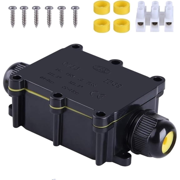 Junction Box Outdoor Waterproof IP68 2Way Plug Line M20 Coaxial Cable Connector Wire Range 5 to15mm Electrical External Power Cord Junction Boxes Protection Gland Electrical