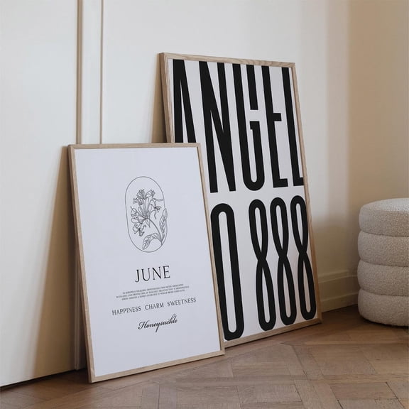 June Birth Flower Print, Meaning Honeysuckle Line Art Home Decor #996, Unframed Poster Size 8x12