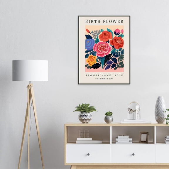 June Birth Flower Print, Rose Botanical Wall Art, Unframed Paper Poster 8x10in