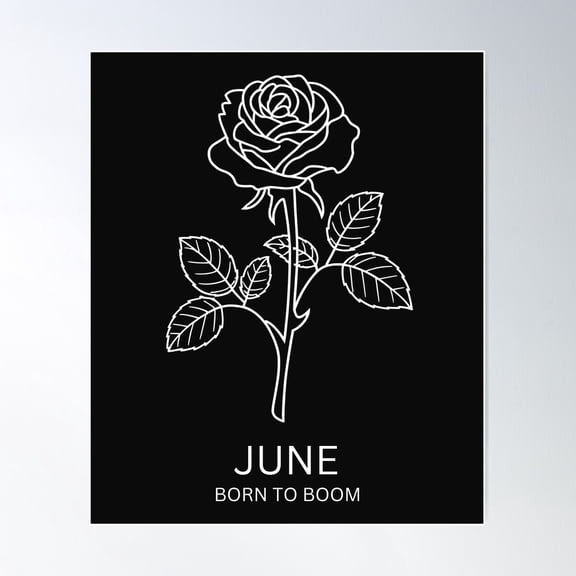June Birth Flower Rose Minimalist Floral Design Poster Wall Art, Modern Wall Decor For Living Room Bedroom, 24x36 UNFRAMED