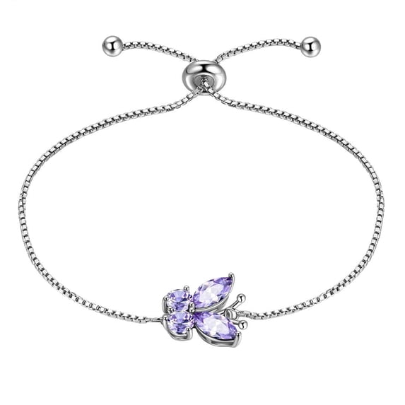 June Birthstone Bracelets Purple Butterfly Bracelet Alexandrite 925 Sterling Silver Jewelry Women Birthday Christmas Mother's Day Gift