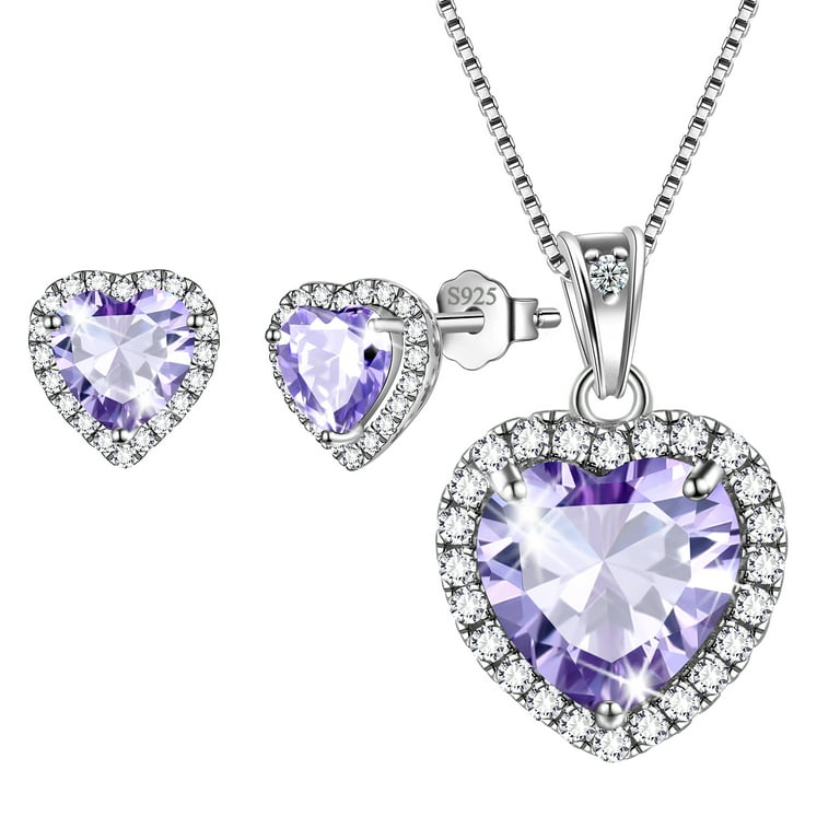 Hipunk June Birthstone Jewelry Sets, Alexandrite Heart Necklace