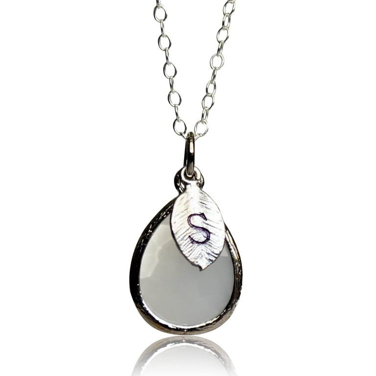 ☆ENGBROX☆ silver925 milky moonstone necklace EBNL25004SV June Birthstone Necklace, Teardrop Moonstone Necklace
