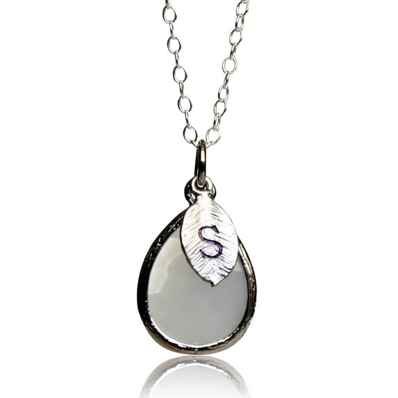 June Birthstone Necklace, Teardrop Moonstone Necklace, Birthday Necklace, Personalized Necklace, Bridesmaid Necklace, Initial Necklace - 18" Rose Gold Plated