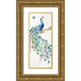 thumbnail image 1 of June, Dina 10x18 Gold Ornate Wood Framed with Double Matting Museum Art Print Titled - Peacock Glory II, 1 of 4