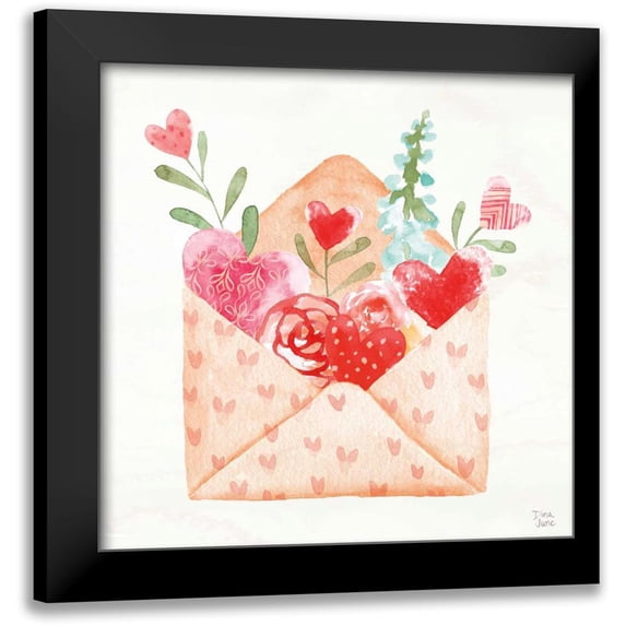 June, Dina 12x12 Black Modern Framed Museum Art Print Titled - Love Always I