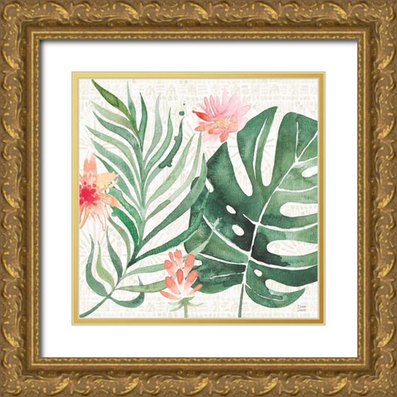 June, Dina 12x12 Gold Ornate Wood Framed with Double Matting Museum Art Print Titled - Paradise Petals III