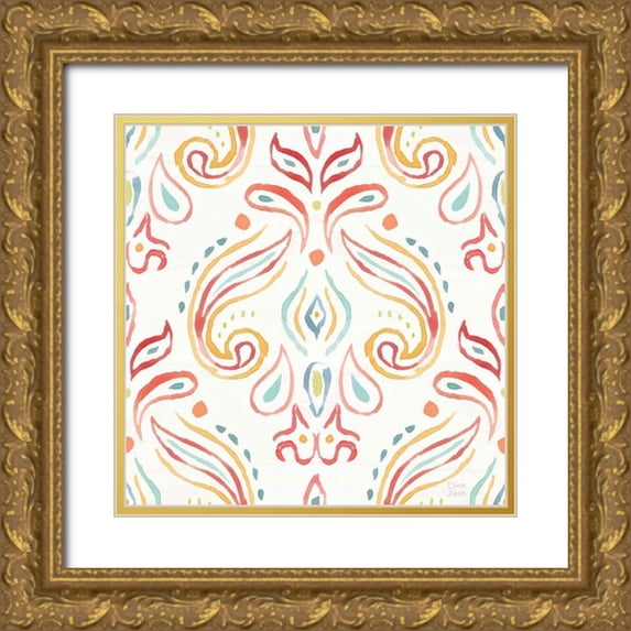 June, Dina 15x15 Gold Ornate Wood Framed with Double Matting Museum Art Print Titled - Winged Whisper Pattern IIIA