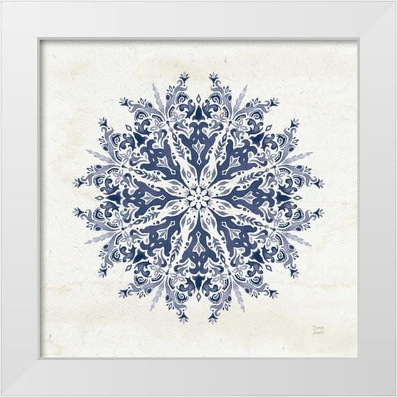 June, Dina 15x15 White Modern Wood Framed Museum Art Print Titled - Bohemian Vibes VII Mandala Blue