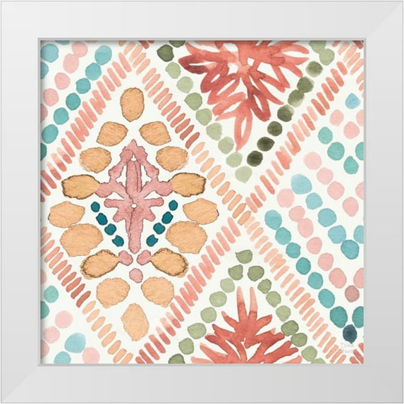 June, Dina 15x15 White Modern Wood Framed Museum Art Print Titled - Macrame Meander Pattern V