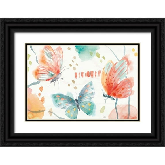 June, Dina 18x13 Black Ornate Wood Framed with Double Matting Museum Art Print Titled - Winged Whisper I